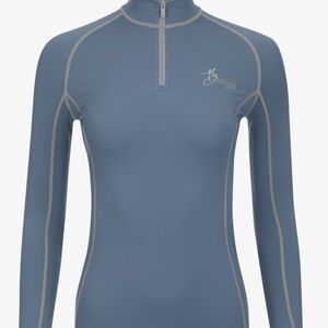 lemeiux ice blue long sleeve base layer quarter zip womens riding shirt US 6